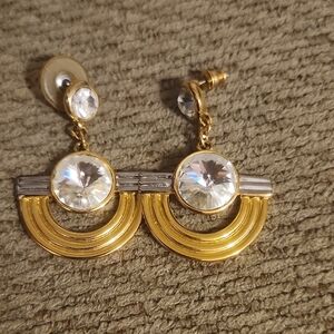 Elegant Gold and Silver Crystal Earrings